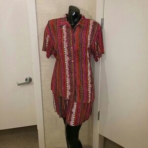 FUSCHIA FLORAL PRINT SHORT SET